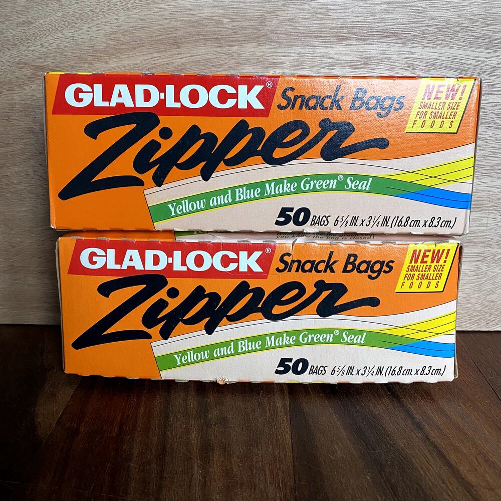 2 New Glad Lock Zipper Snack Food Bag 50 Bags TV Movie Prop 80's Vintage